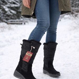 Pajar Canada Waterproof Winter Boots Black Quilted Fur Trim Snow Boots